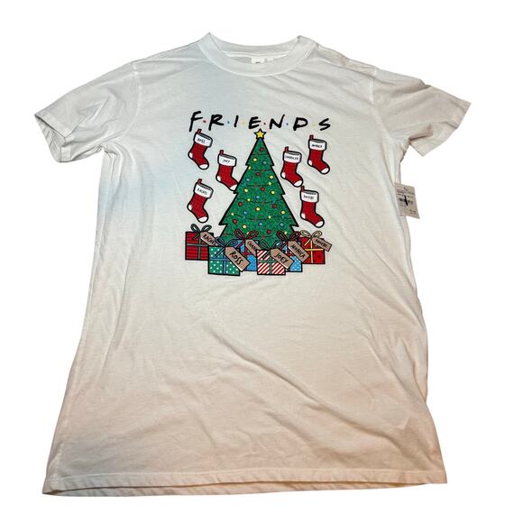 Friends Christmas Tree Graphic Tee White Holiday T-Shirt Size S NWT - Picture 2 of 7